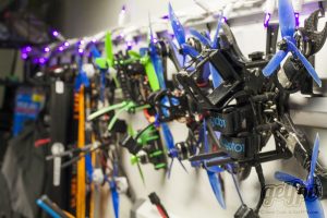 Workbench placeholder of hanging multirotors on the wall