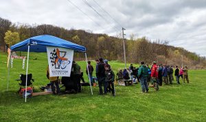 Race day setup with lots of spectators