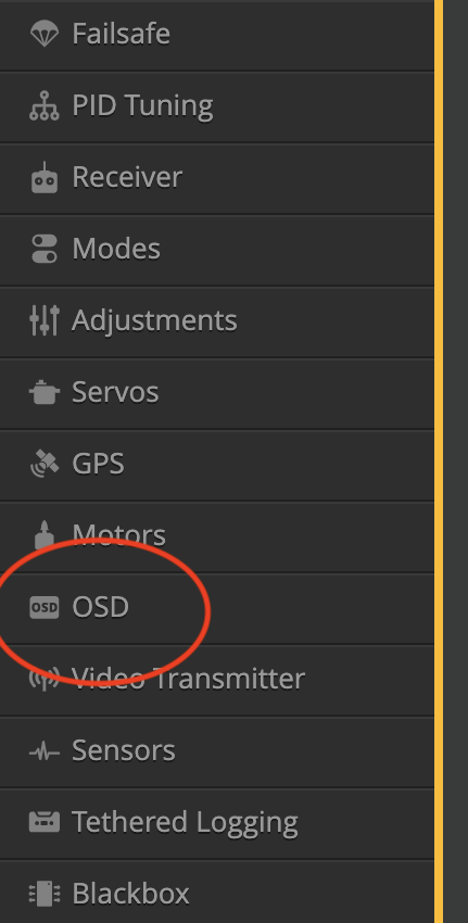 Betaflight OSD menu location