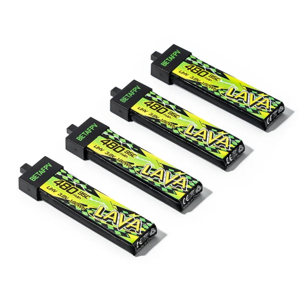 BetaFPV LAVA II 480mAh 1S 95C LiHV Battery Pack (4 Pcs) - BT2.0