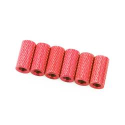 10mm Red Aluminum Textured Spacers (Set of 6)