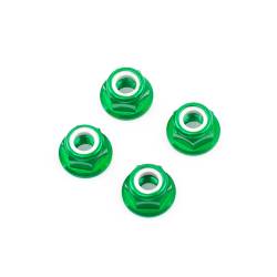 M5 Green Aluminum Flange Lock Nut (set of 4)