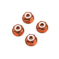 M6 Orange Aluminum Flange Lock Nut (set of 4)