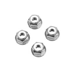 M6 Silver Aluminum Flange Lock Nut (set of 4)