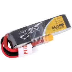 TATTU 450mAh 2s 75c Lipo Battery - Long Size - XT30