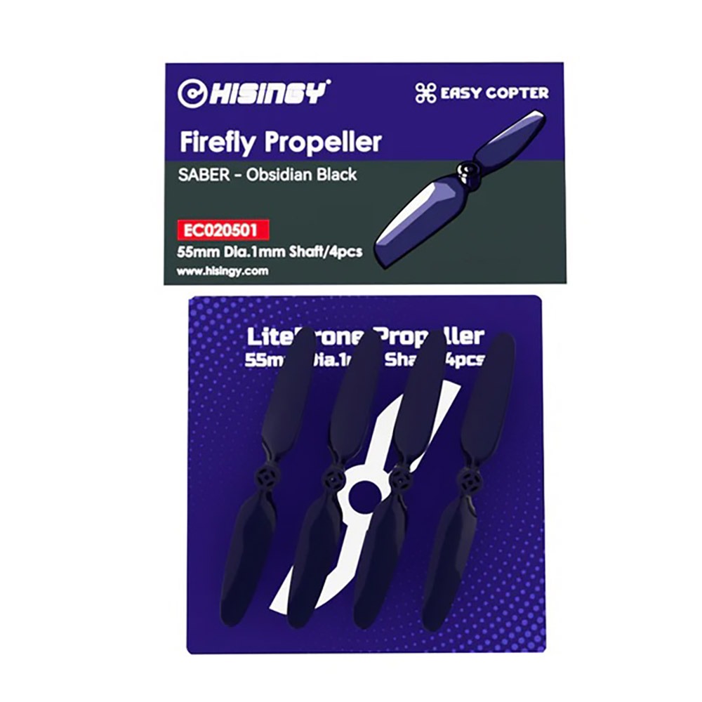HISINGY Hisingy Firefly 55mm 2-Blade Propeller (Set of 4) - 1.5mm Shaft - Obsidian Black