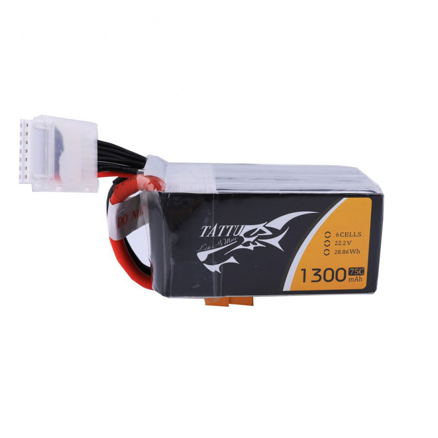 TATTU 1300mAh 6S1P 75C 22.2V Lipo Battery Pack with XT60 plug