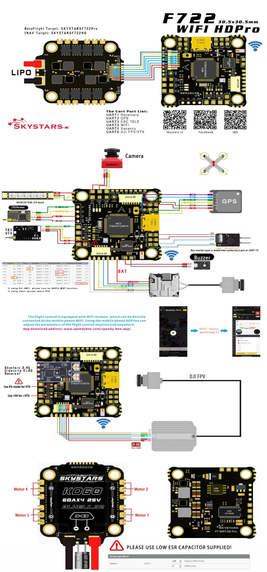 Skystars F7 WIFI HD Pro Flight Controller - 30x30