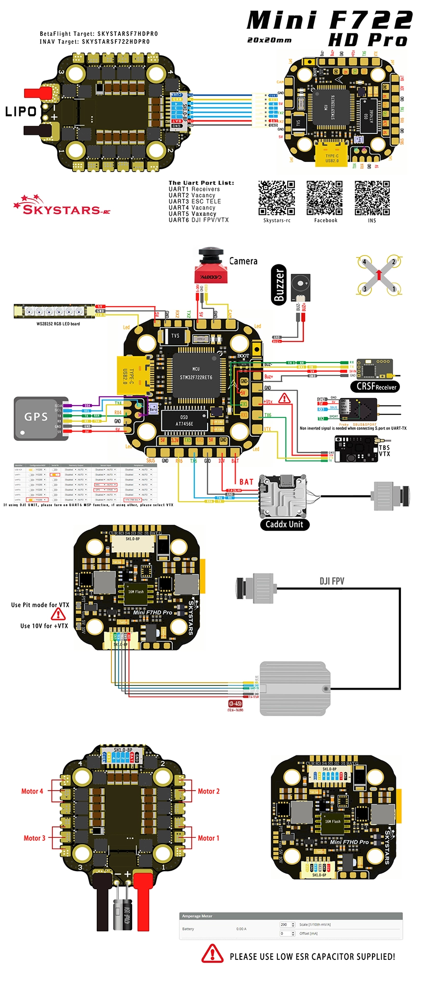Skystars Fly Stack - F722 Mini HD Pro FC + KM35 PRO 35A BLHeli_32 4-in-1 ESC - 20x20 
