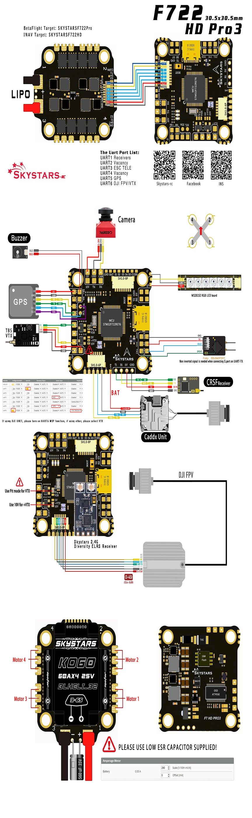 Skystars F722 HD Pro 3 Flight Controller - 30x30
