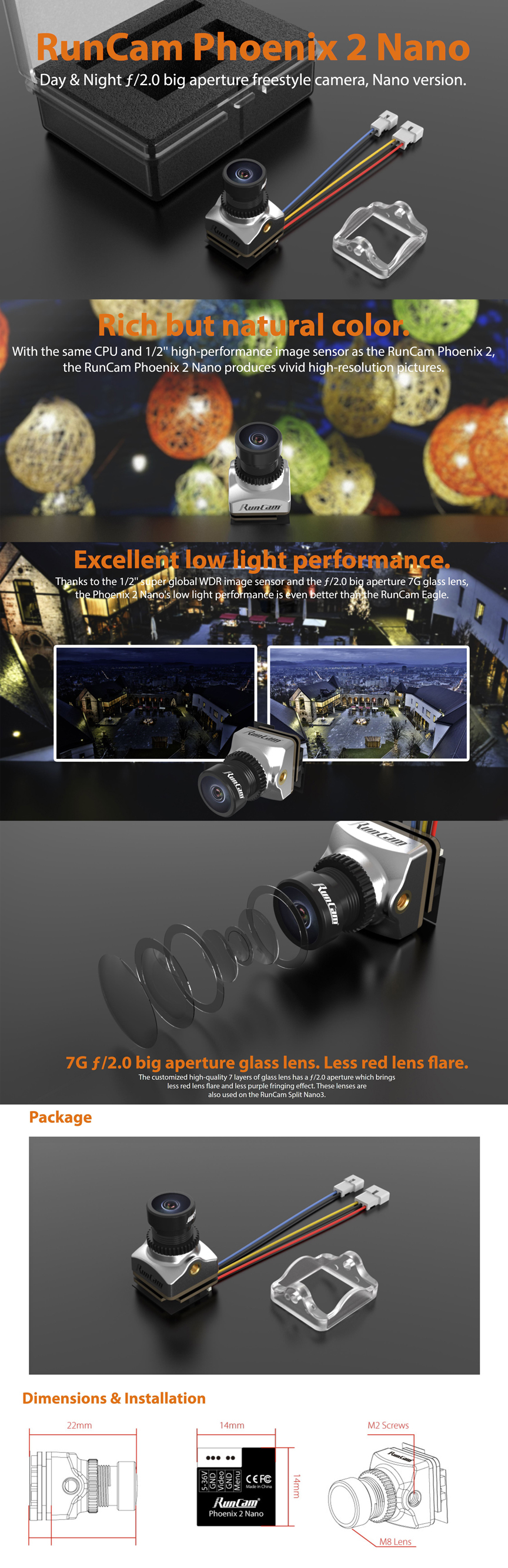 Runcam Phoenix 2 Nano 1000TVL 2.1mm FPV Camera - Silver