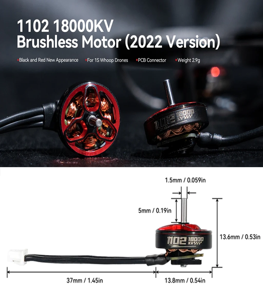 BETAFPV 1102 18000KV 37mm Brushless Motor - 2022