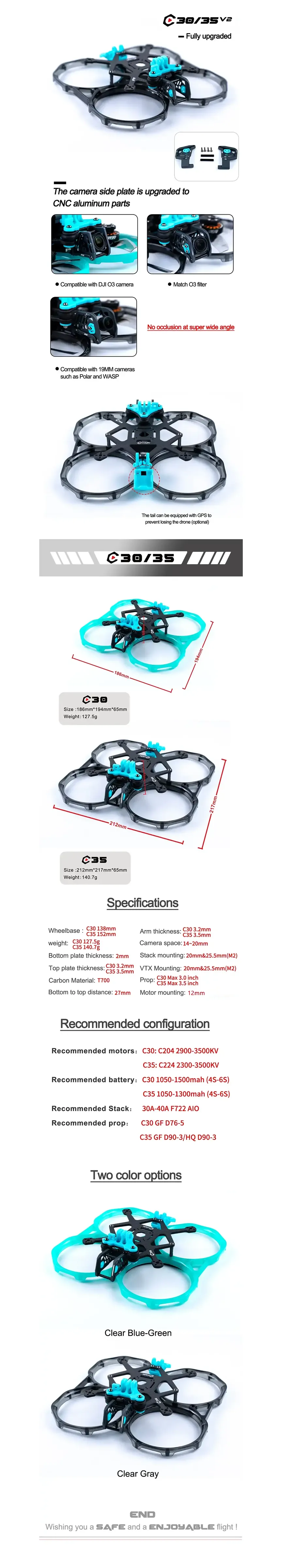 Axisflying CineON C35 3.5" Frame Kit w/ Aluminum Plates Infographic